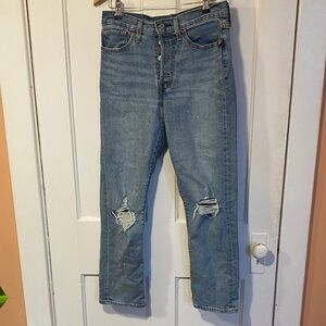 Levi's Classic Blue Distressed Wedgie Straight Jeans